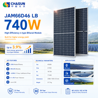 Panneau solaire photovoltaïque JA Solar JAM66D46-740/LB 740W à haute efficacité, type N, bifacial, double vitrage, pour projets solaires utilitaires