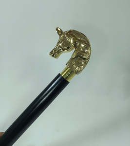 Classic brass and wooden <b>walking</b> cane with elegant grip for comfortable support and royal appearance - Product Image 3