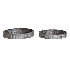 Bandeja ovalada artesanal de nácar con asas de hoja de latón, bandeja decorativa para uso en el hogar, restaurantes, hoteles, para té, café, regalos. - Product Image 4