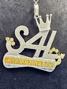 จี้เพชรโมอิสซาไนต์ VVS แบบกำหนดเอง พร้อมตัวอักษรและโลโก้  ทำจากเงินแท้ 925 สไตล์ฮิปฮอป สองสี  จี้ห้อยคอแบบกำหนดเองได้ - Product Image 6