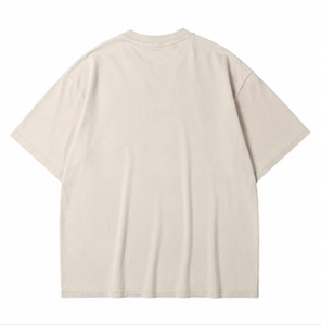 T-shirt court personnalisé en coton vierge surdimensionné à manches courtes pour hommes et femmes, style streetwear vintage délavé, col rond, décontracté, OEM - Product Image 3