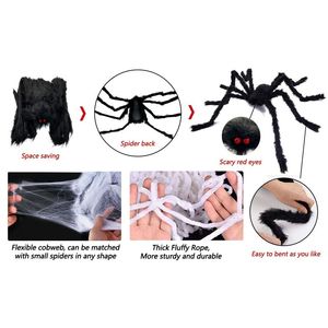 Decoraciones de Halloween, 295 Telarañas Artificiales para Exteriores y Araña Gigante de 59 Pulgadas, Telaraña Triangular Enorme, Decoraciones para Fiestas de Halloween - Product Image 2