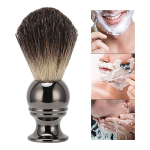 Cepillo de afeitar elegante con mango de madera negra y pelo sintético, cepillo de afeitar para hombres, herramienta de afeitado con pelo sintético y mango de metal negro - Product Image 3