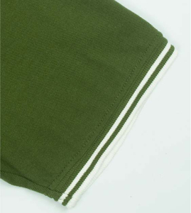 Polo homme vert olive uni à manches courtes en coton Oxford, coupe classique, respirant, avec boutons - Product Image 2