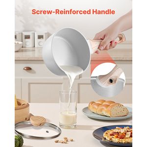 1.5 Qt casseruola antiaderente coperchio in vetro temperato piccola pentola da cucina rimovibile impugnatura a induzione rivestimento bianco compatibile - Product Image 6
