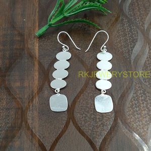Pendientes colgantes de disco geométrico para mujer, de plata 925, pendientes colgantes de múltiples discos, pendientes llamativos, joyería de moda hecha a mano, regalo - Product Image 2