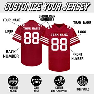 Maillot de football américain pour le jour du match, tissu maillé épais, prêt pour le match, personnalisation du nom et du numéro du joueur, impression sérigraphique, fournisseur rapide - Product Image 4