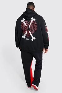 Sweat-shirts d'hiver 100% coton, poids lourd, grande taille, personnalisés, avec broderie de cœur squelette, fermeture éclair, noirs, pour hommes, Halloween, USA - Product Image 3