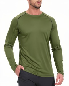 <b>Men</b> Long Sleeve T Shirt 100% Cotton Crew Neck Knitted Jersey Solid Casual Tee Custom Logo - Product Image 1