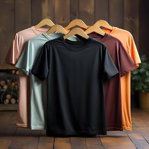เสื้อยืดคอกลมแขนสั้นสีน้ำเงินล้วนสำหรับผู้ชาย ผ้าฝ้าย 100% ทรงปกติ สวมใส่สบาย ผ้าเจอร์ซีย์ถัก เป็นมิตรกับสิ่งแวดล้อม แห้งเร็ว น้ำหนัก 250 กรัม มีโลโก้ด้านหน้า - Product Image 2