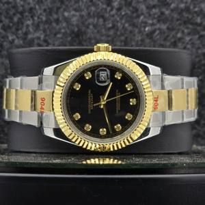 Reloj Mecánico Automático de Lujo para Hombre, Acero Inoxidable, Dos Tonos, Bisel Acanalado Dorado, Analógico, Cristal de Zafiro con Diamantes, 10 Bar - Product Image 5