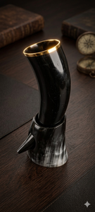 Soporte para Cuerno Vikingo Hecho a Mano, Soporte de Cuerno de Búfalo Pulido, Decoración Ecológica de Mitología Nórdica, Exhibición Rústica para Bar - Product Image 4