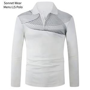 Chemises polo à manches longues imprimées pour hommes - Product Image 5