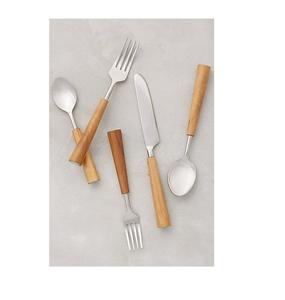 Ensemble de couverts élégants en métal avec manche en bois, beauté fonctionnelle pour des occasions mémorables - Product Image 1