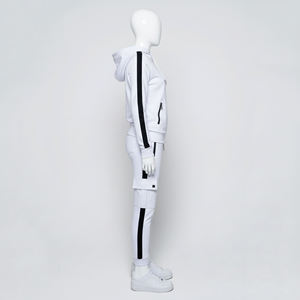 Custom Women <b>White</b> Zip Up Hoodie Jogger Tracksuit Cotton Fleece Two <b>Piece</b> Casual Streetwear Sportswear Apparel OEM <b>Set</b> - Product Image 2
