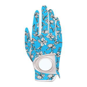 Guante de Golf para Mano Derecha, Diseño Floral Azul, Piel de Cabra, Transpirable, Antideslizante, Cierre de Tirón, Unisex, Deportivo, DARIB IMPEX - Product Image 6