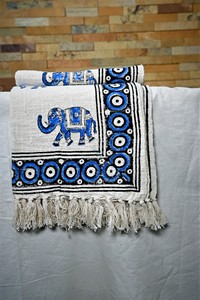 Manta Decorativa Moderna para Sofá y Cama, Hecha a Mano en India, con Estampado Artesanal, de Algodón Orgánico Ecológico, para Todas las Estaciones - Product Image 2