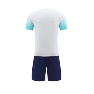 Ensemble de maillots de football pour hommes, dégradé blanc et turquoise, manches courtes, col en V, polyester respirant, vêtements de sport toutes saisons - Product Image 5