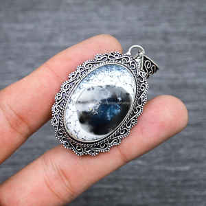 925 Sterling Silver Pendant Dendritic <b>Opal</b> Gemstone Pendant Handmade Silver Stone Jewelry <b>Opal</b> Pendant for <b>Necklaces</b> - Product Image 2