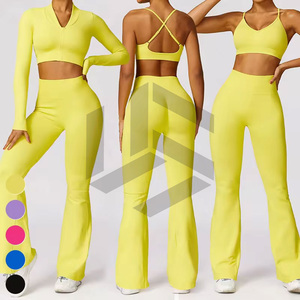 Ensemble de yoga 7 pièces sans couture de haute qualité pour femme, soutien-gorge de sport et leggings de yoga très élastiques et respirants, personnalisable à l'avant, faible MOQ - Product Image 3