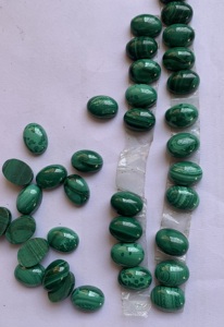 Cabochons en malachite 14x10, taille ovale, pour la création de bijoux - Product Image 2