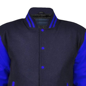 Men wholesale Varsity Men Letterman Baseball Black Wool Genuine Black Leather Sleeves Jackets - Product Image 4