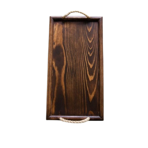 <b>Rustic</b> Solid Wood Serving Tray With Natural Grain Finish Multipurpose Breakfast in <b>Bed</b> & Appetizer Tray Durable Farmhouse Decor - Product Image 2