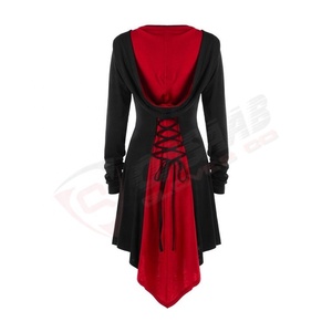 Femme-Costume Victoriens-Fashions Robe à capuche Color-Block Manches longues Gothique Vintages-Style Médiéval Sexy-Robe Manteaux en cuir - Product Image 3