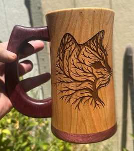 Vintage Wooden <b>Beer</b> Mug Handmade Eco-Friendly Lid Handgrip CE Certified Microwave Safe for Men Camping Travel Outdoor Engraved - Product Image 3