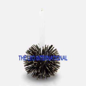 Bougeoir en métal géométrique classique moderne, pot à bougie unique en béton, décoration intérieure pour la maison pour Noël - Product Image 3