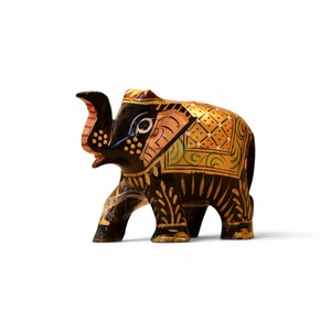 Handcrafted Wooden <b>Elephant</b> Figurine Colorful Painted <b>Elephant</b> Statue Decorative Wooden Animal Showpiece Home Decor <b>Gift</b> Item - Product Image 1
