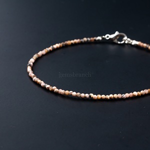 Pulsera de rodocrosita natural con cuentas facetadas, pulsera de piedras preciosas redondas para mujer, joyería de cristal curativo, pulsera de piedra natural - Product Image 4