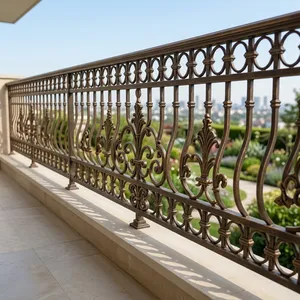 Balustrades de balcon traditionnelles en métal moulé avec un design orné en volutes, résistantes à la rouille, garde-corps mural - Product Image 4