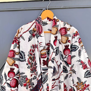 Lot en gros de robes kimono indiennes en coton imprimé, faites à la main, à ouverture frontale, pour l'été et le printemps, avec ceinture - Product Image 1