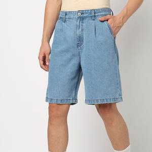Shorts en jean pour homme en tissu extensible et flexible, finition délavée, prêts pour l'extérieur, décontractés - Product Image 4