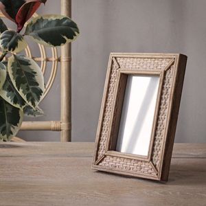 Decorative Arabic Home Rattan <b>Picture</b> <b>Frame</b> Handmade Cane Wood Photo <b>Frame</b> Rustic Farmhouse Home Accent Eco-Friendly - Product Image 1