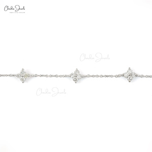 Bracelet délicat en or blanc 14 carats, 1,80 mm, avec diamants certifiés IGI, idéal pour les soirées, en promotion - Product Image 2
