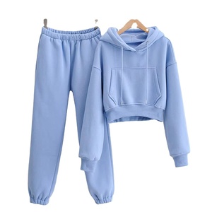 Logotipo personalizado Mujeres French Terry Fleece 350gsm Crop Top Knit Joggers Workout Fitness Elástico Casual Sweatsuits 2026 - Product Image 4