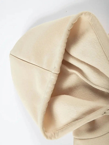 Ensemble de survêtement imprimé beige à capuche pour homme, décontracté, manches longues, couleur unie, pantalon à cordon de serrage, sweat à capuche avec poche avant, coupe régulière - Product Image 4