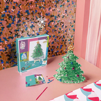 Kit de Décorations de Noël Créatives DIY Faites à la Main : Jouets de Couture et de Tissage, Lumières LED, Peinture sur Verre, String Art avec Motif Élan