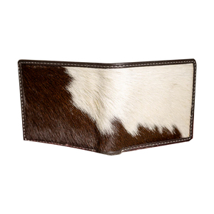 Cartera de Cuero Vacuno con Pelo de Primera Calidad para Hombre, Cartera Bifold de Cuero Genuino, Proveedor de Logotipos Personalizados con Caja de Empaque Personalizada - Product Image 1