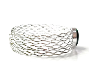 Natural Malachite Cuff Bracelet 925 <b>Sterling</b> <b>Silver</b> Wave <b>Wire</b> Bangle Handmade Green Gemstone Bracelet - Product Image 3