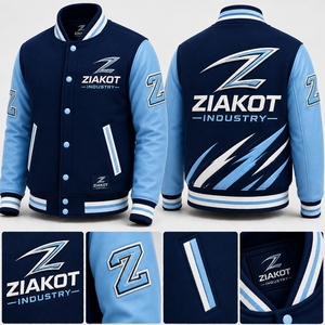 Veste universitaire bleu marine pour homme ZIAKOT INDUSTRY avec logo doré, boutons sur le devant, style preppy, coupe régulière, coupe-vent, pour l'automne - Product Image 6