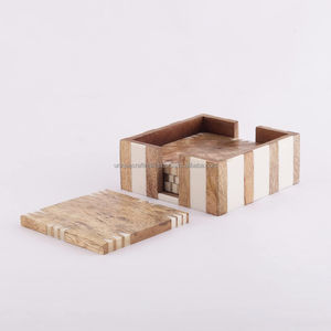 Posavasos de Madera con Incrustaciones de Hueso, Hechos a Mano, de Lujo, Decoración Moderna para el Hogar, Estilo Clásico, con Caja, Grosor de 5 mm - Product Image 3