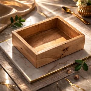 Caja de Madera Cuadrada Pequeña sin Acabado, Organizador Rústico para Coleccionables, Decoración de Escritorio, Proyecto de Manualidades - Product Image 4