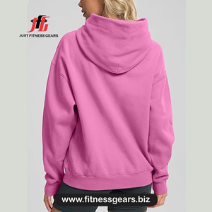 Sweat-shirt à capuche surdimensionné pour femme en molleton de coton, couleur unie, manches longues, respirant, pour l'automne - Product Image 2