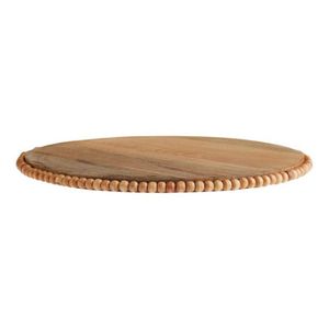 Assiette de présentation décorative ronde en bois naturel perlé pour table à manger, vaisselle écologique pour l'hôtellerie - Product Image 1