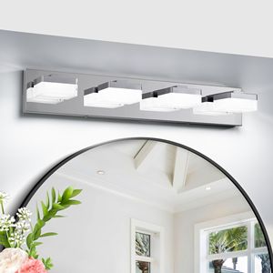 Applique murale LED chromée moderne à 4 lumières, design élégant et minimaliste, économe en énergie pour miroir de salle de bain, facile à installer - Product Image 2