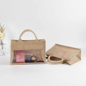 <b>Large</b> Capacity Jute Canvas Bag with Zipper Closure for Eco-Conscious Shoppers - Product Image 6