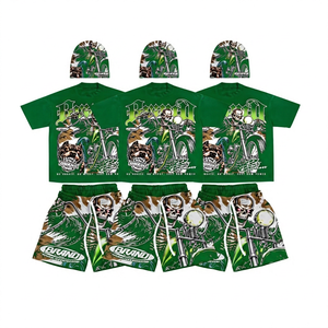 <b>Men's</b> Moto Biker T-<b>Shirt</b> Shorts Set Skull Pattern Sublimation Print Quick Dry Summer Casual Wear Crew Neck <b>Pink</b> - Product Image 6